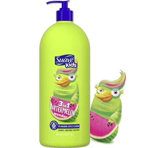 شامپو بچه سواو کیدز هندوانه ای 3 کاره (شامپو و نرم کننده و شامپو بدن کودک) 700 میل | kids watermelon wonder SUAVE kids shampoo 3 in 1 700ml